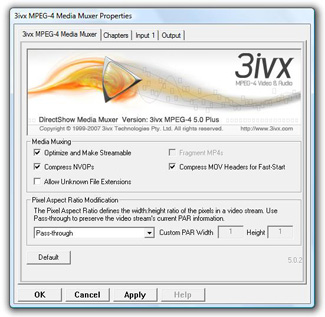 3ivx D4 4.5 for Windows - DS Media Muxer