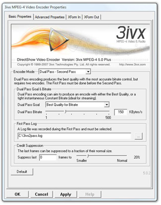 3ivx D4 4.5 for Windows - Second Pass