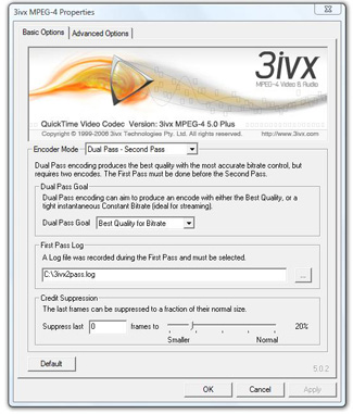 3ivx D4 4.5 for Windows - Second Pass